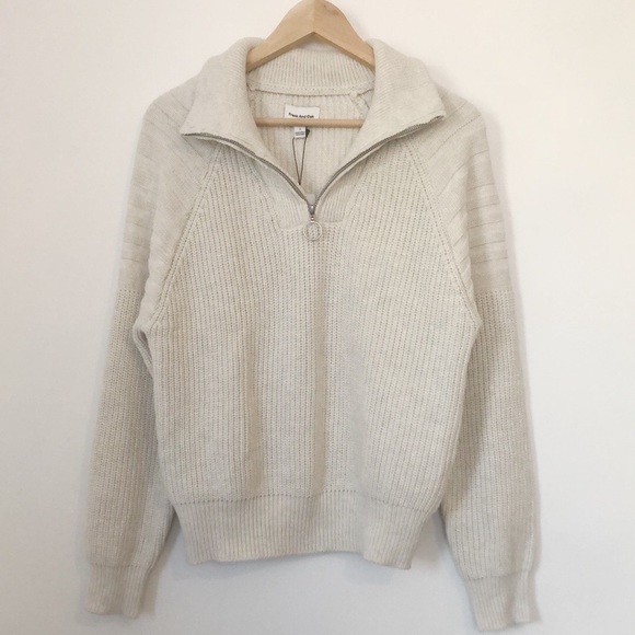 Frank & Oak Sweaters - Frank & Oak Half-Zip Mockneck Knit Sweater Oatmeal